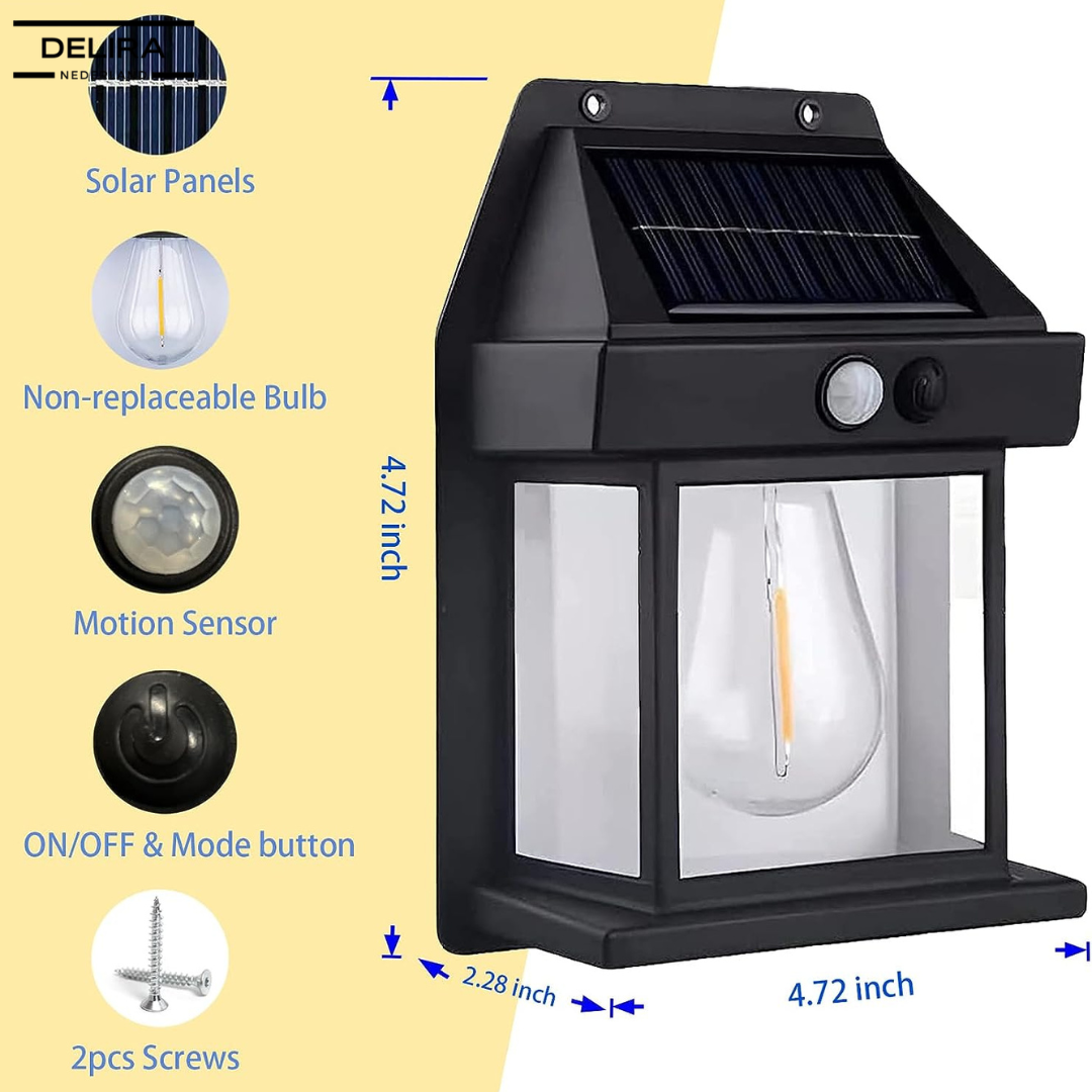 LumiWall™ – Draadloze solar wandlamp met bewegingssensor voor veilige en sfeervolle buitenverlichting