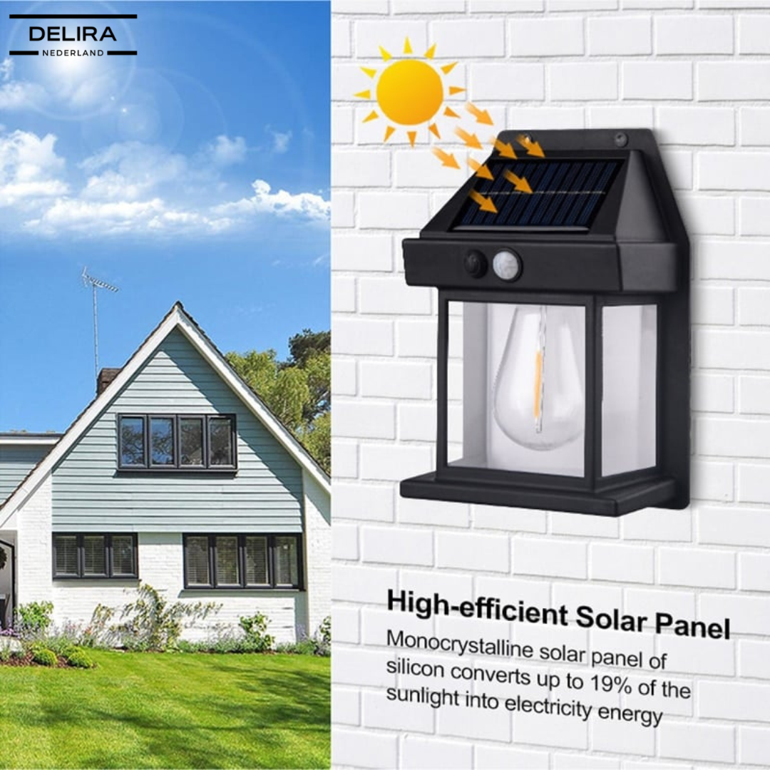 LumiWall™ – Draadloze solar wandlamp met bewegingssensor voor veilige en sfeervolle buitenverlichting
