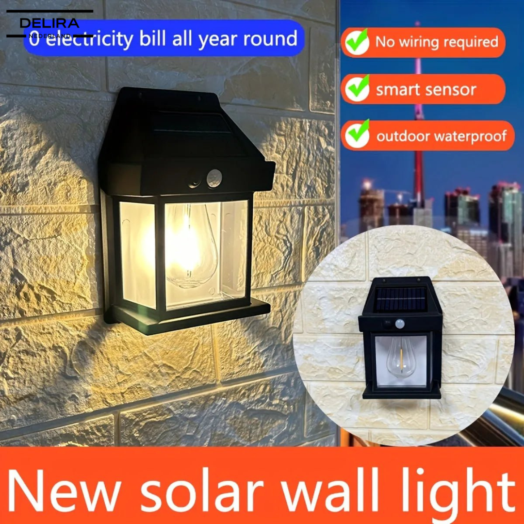 LumiWall™ – Draadloze solar wandlamp met bewegingssensor voor veilige en sfeervolle buitenverlichting