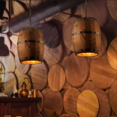 Delira Hanglamp Wijnvat Hout Industrieel