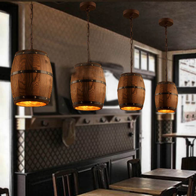 Delira Hanglamp Wijnvat Hout Industrieel