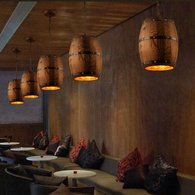 Delira Hanglamp Wijnvat Hout Industrieel