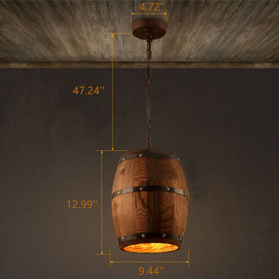 Delira Hanglamp Wijnvat Hout Industrieel