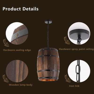 Delira Hanglamp Wijnvat Hout Industrieel