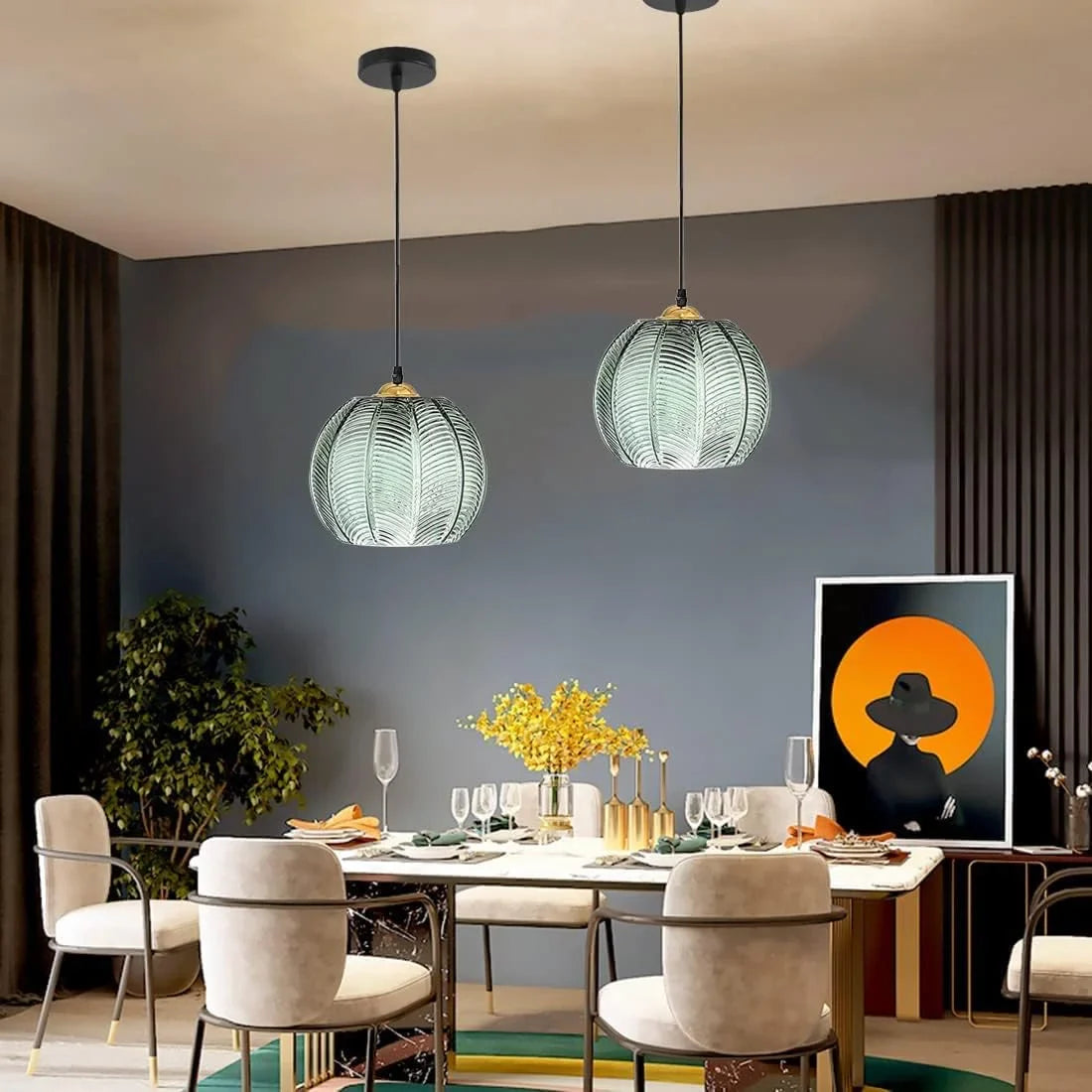 Delira Hanglamp Palmblad Glas Boho