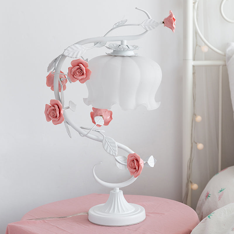 Delira Tafellamp Glasroos Pastoral Wit