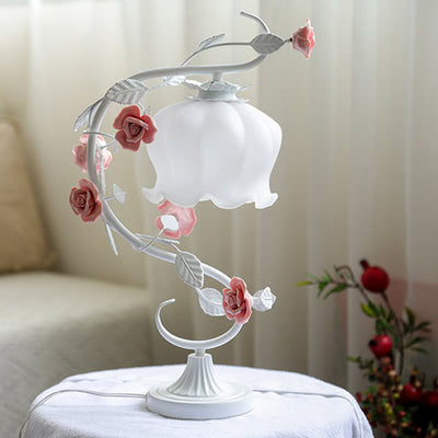 Delira Tafellamp Glasroos Pastoral Wit