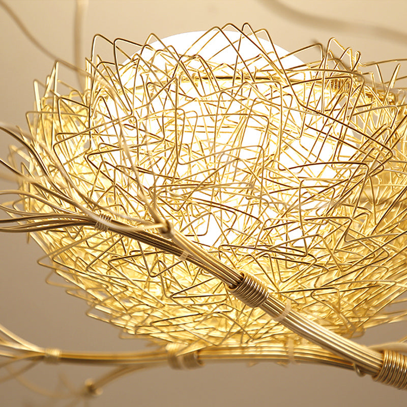 Delira Plafondlamp Glas Vogelnest Goud