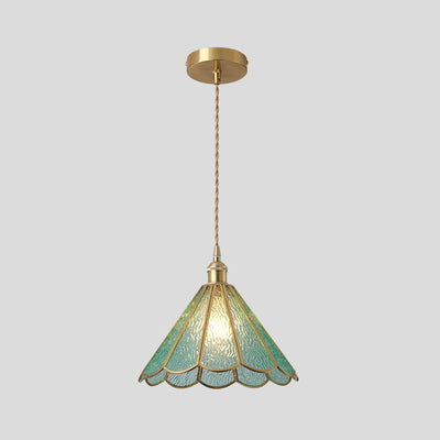Delira Hanglamp Tiffany Glas Messing Plafondplaat