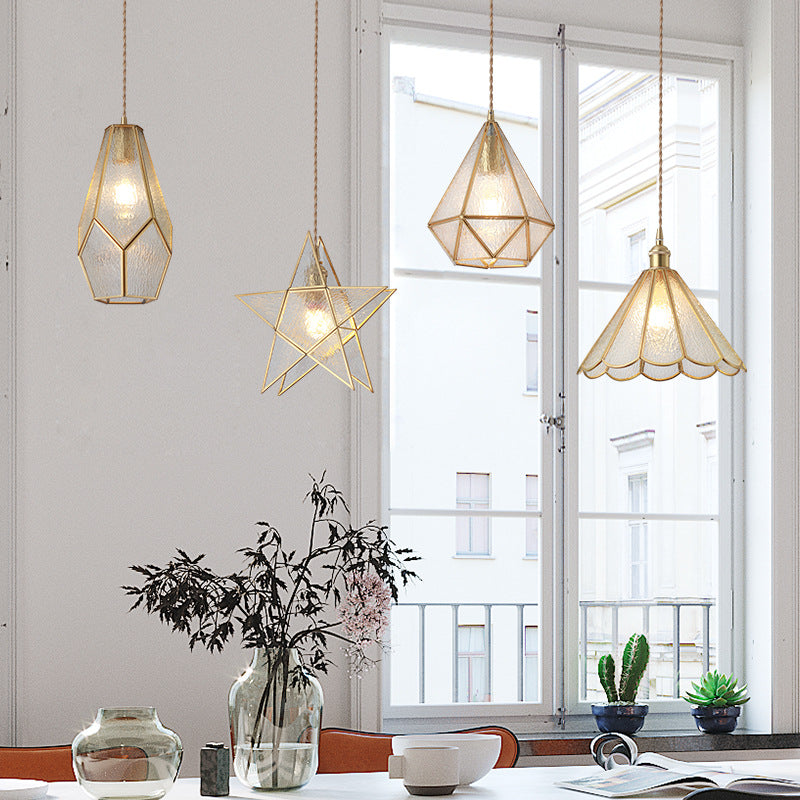 Delira Hanglamp Tiffany Glas Messing Plafondplaat