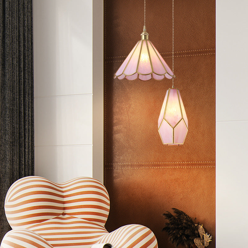 Delira Hanglamp Tiffany Glas Messing Plafondplaat