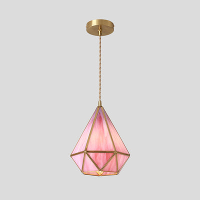 Delira Hanglamp Tiffany Glas Messing Plafondplaat