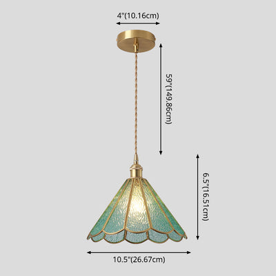 Delira Hanglamp Tiffany Glas Messing Plafondplaat