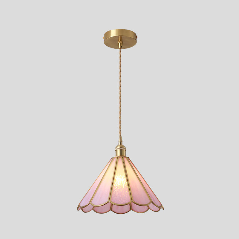 Delira Hanglamp Tiffany Glas Messing Plafondplaat
