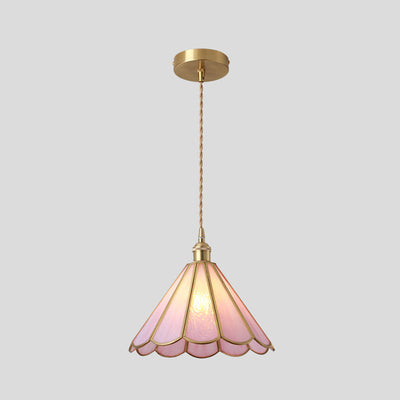 Delira Hanglamp Tiffany Glas Messing Plafondplaat