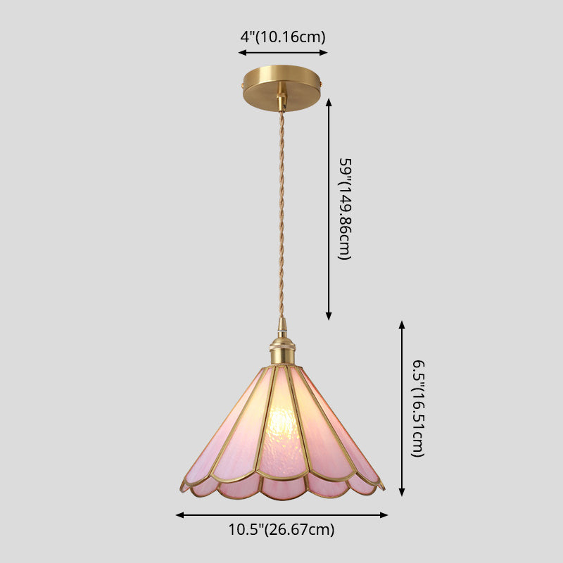 Delira Hanglamp Tiffany Glas Messing Plafondplaat