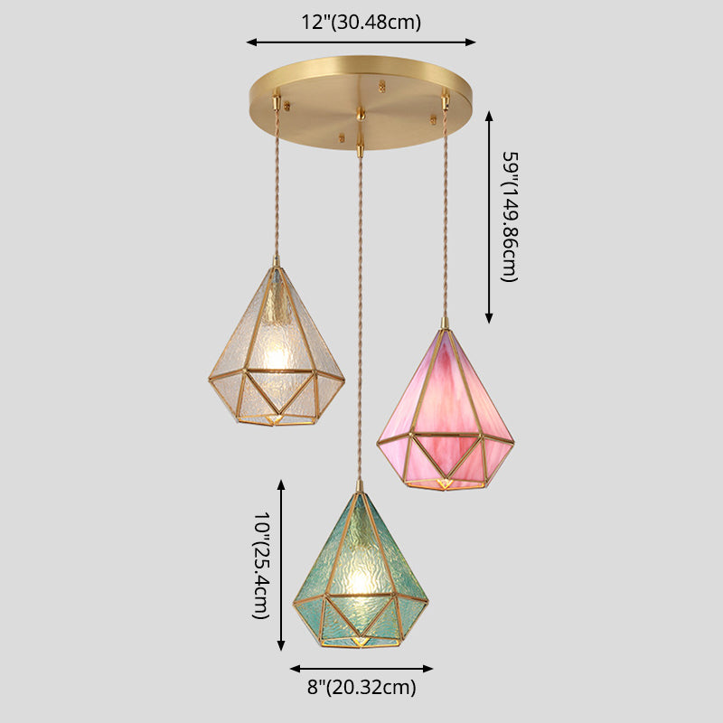 Delira Hanglamp Tiffany Glas Messing Plafondplaat
