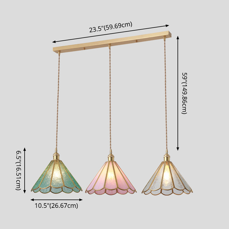 Delira Hanglamp Tiffany Glas Messing Plafondplaat