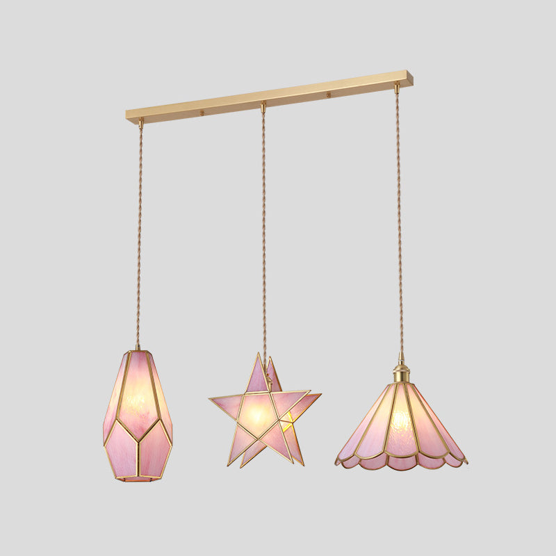 Delira Hanglamp Tiffany Glas Messing Plafondplaat