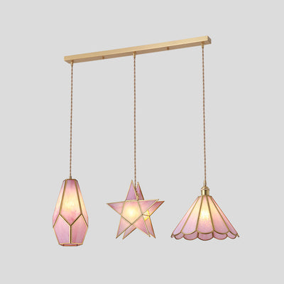 Delira Hanglamp Tiffany Glas Messing Plafondplaat