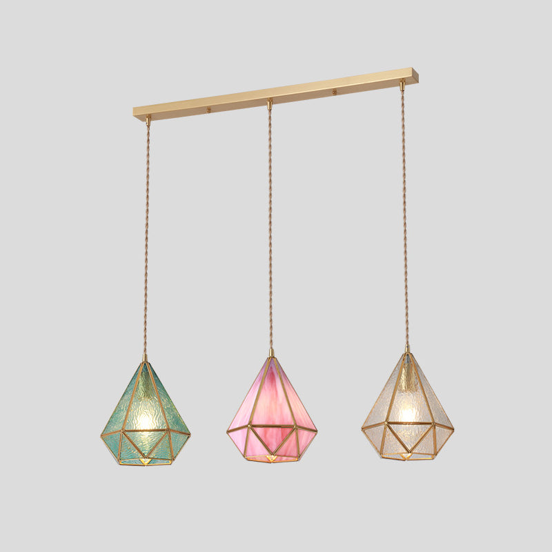 Delira Hanglamp Tiffany Glas Messing Plafondplaat