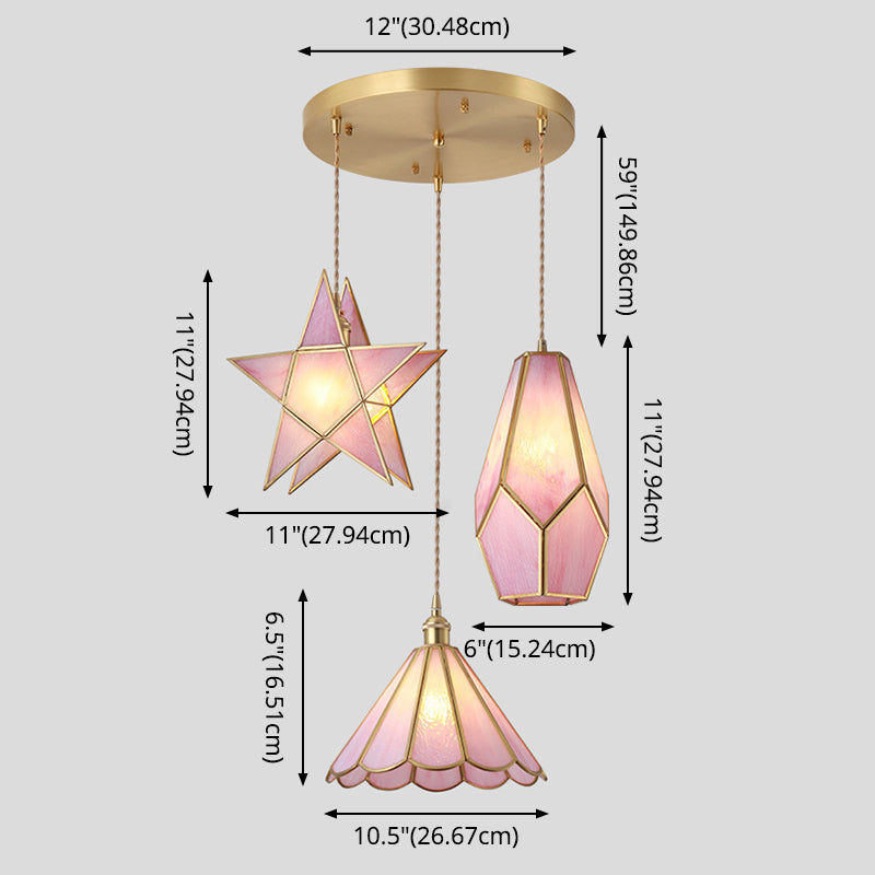 Delira Hanglamp Tiffany Glas Messing Plafondplaat