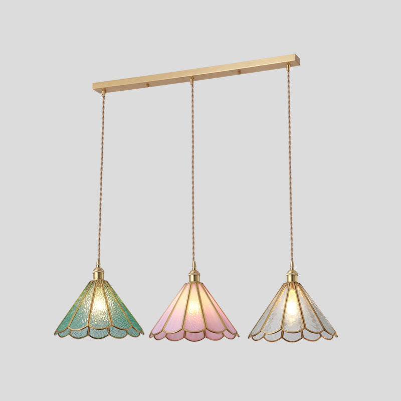 Delira Hanglamp Tiffany Glas Messing Plafondplaat