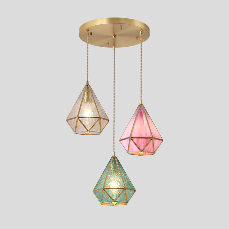 Delira Hanglamp Tiffany Glas Messing Plafondplaat