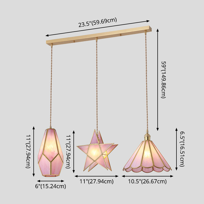 Delira Hanglamp Tiffany Glas Messing Plafondplaat
