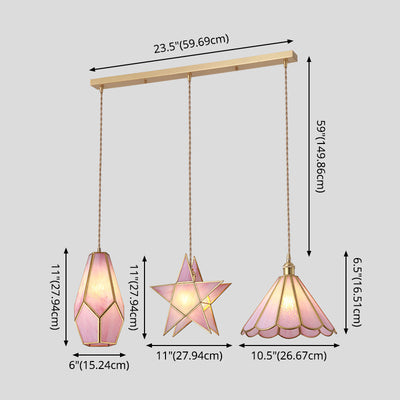 Delira Hanglamp Tiffany Glas Messing Plafondplaat