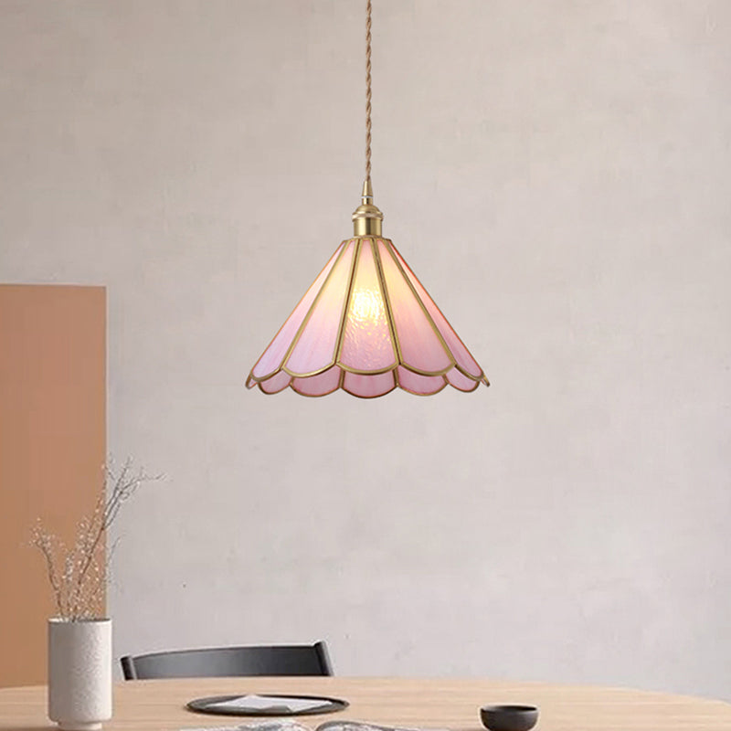 Delira Hanglamp Tiffany Glas Messing Plafondplaat
