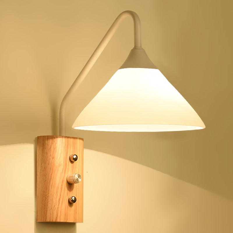 Delira Wandlamp Glas Houtaccent Wit