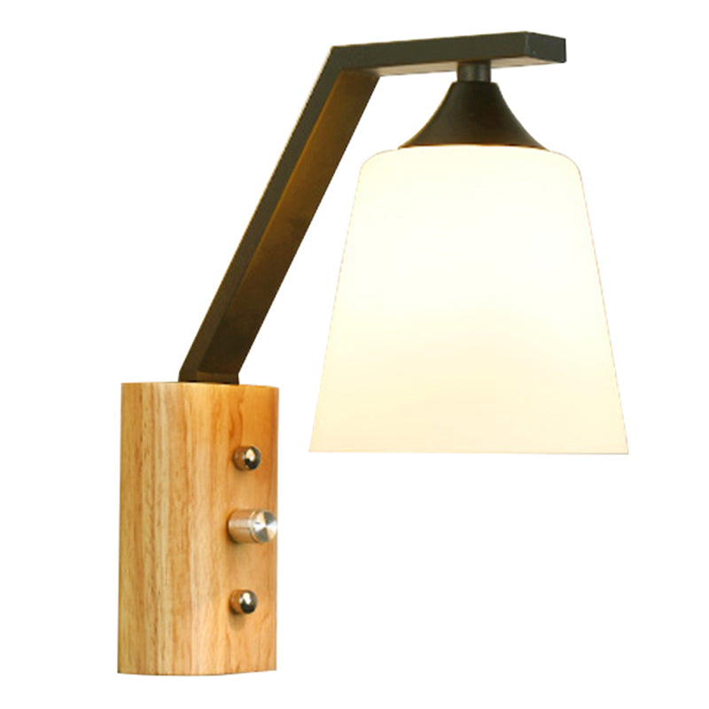Delira Wandlamp Glas Houtaccent Wit