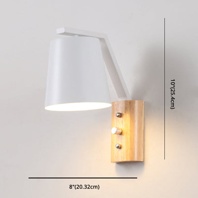 Delira Wandlamp Glas Houtaccent Wit