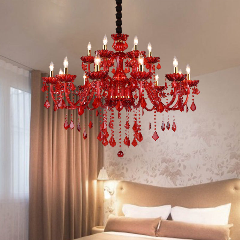 Delira Kroonluchter Kristal Rood Modern