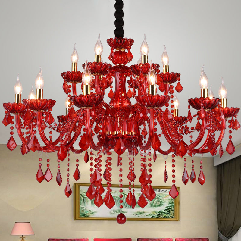 Delira Kroonluchter Kristal Rood Modern