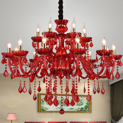 Delira Kroonluchter Kristal Rood Modern