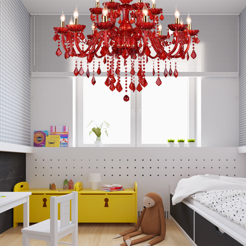 Delira Kroonluchter Kristal Rood Modern