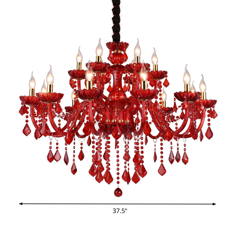 Delira Kroonluchter Kristal Rood Modern