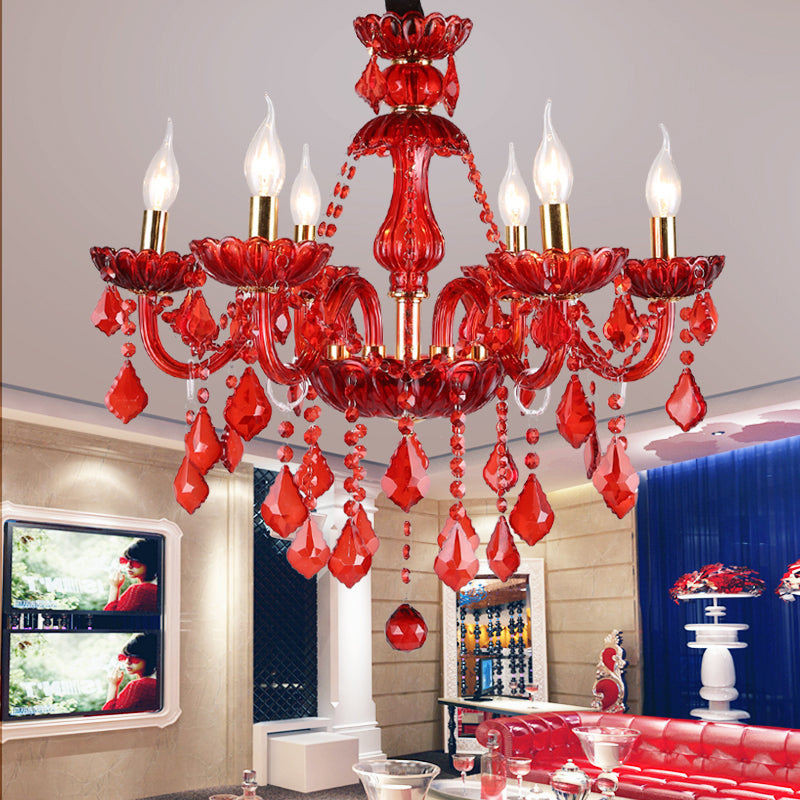 Delira Kroonluchter Kristal Rood Modern