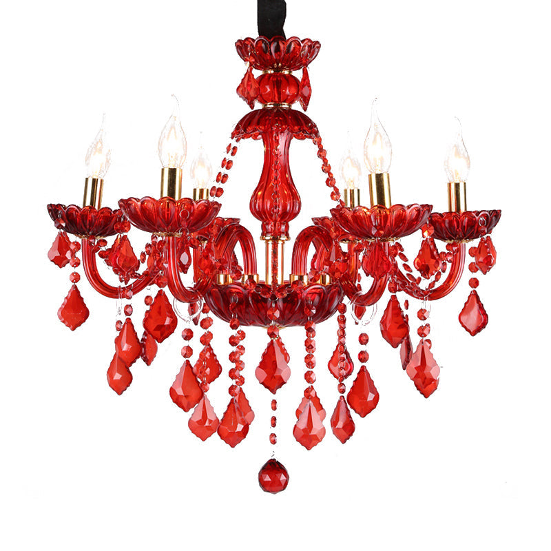 Delira Kroonluchter Kristal Rood Modern