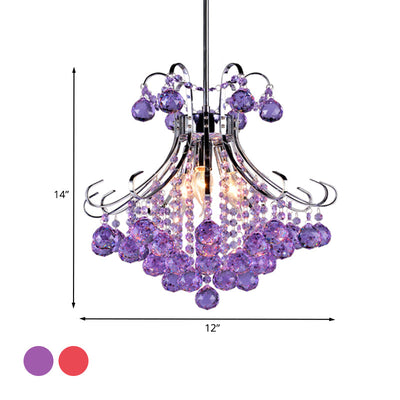 Delira Plafondlamp Kristal Druppel Rood Paars