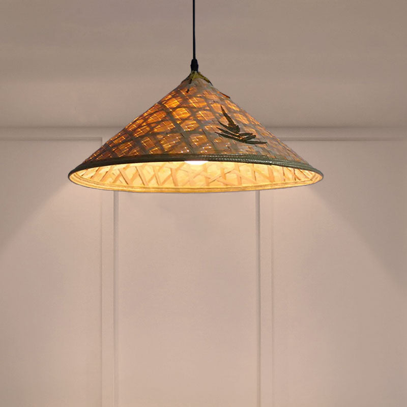 Delira Hanglamp Rotan Hoedvorm Beige