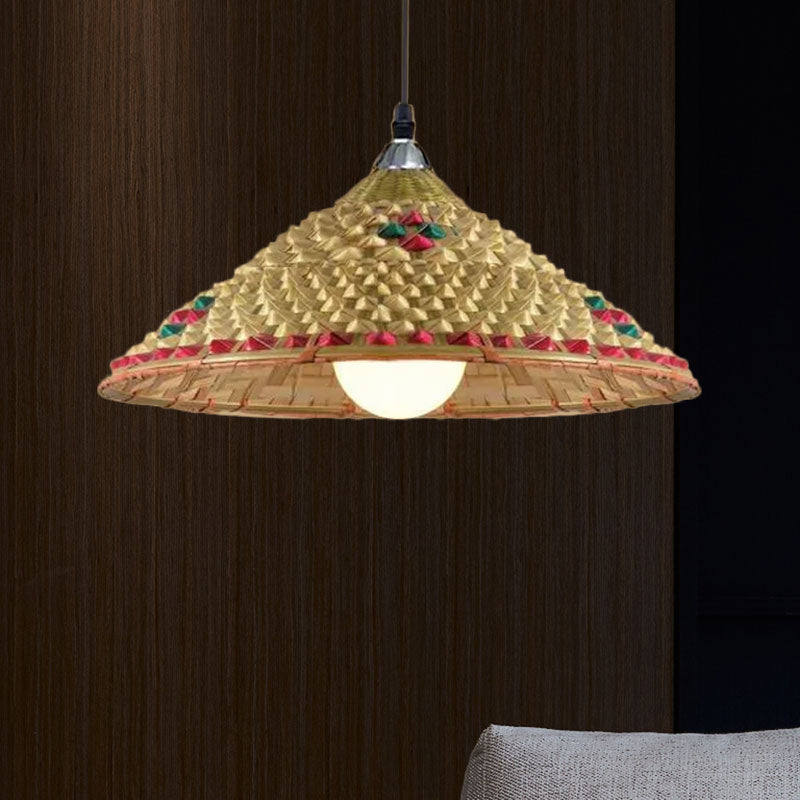 Delira Hanglamp Rotan Hoedvorm Beige