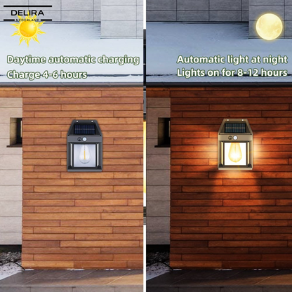 LumiWall™ – Draadloze solar wandlamp met bewegingssensor voor veilige en sfeervolle buitenverlichting