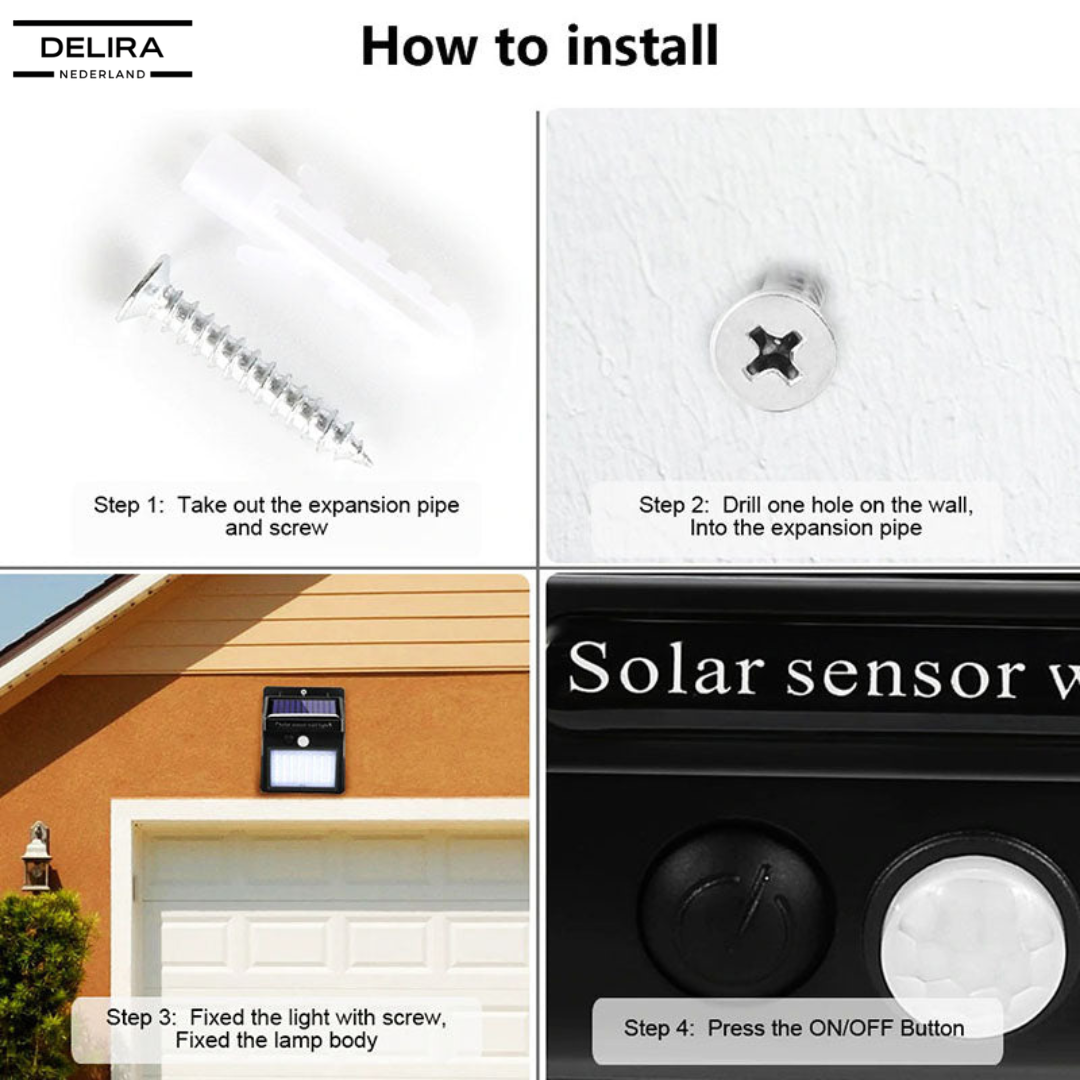 LumaShield™ – Slimme solar wandlamp voor veiligheid en gemak, waar je ook bent