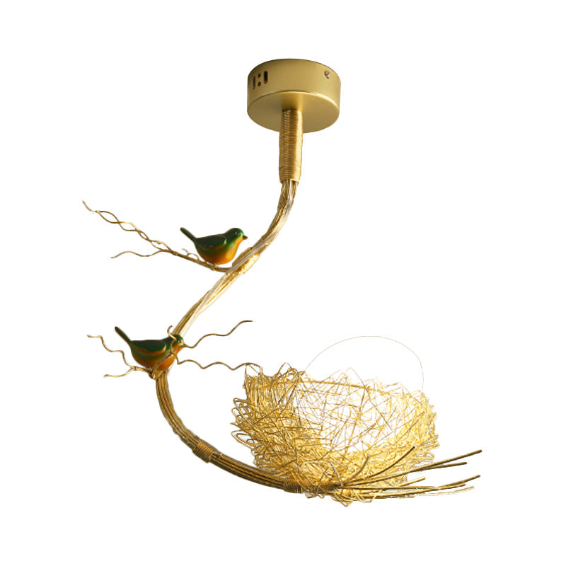 Delira Plafondlamp Glas Vogelnest Goud