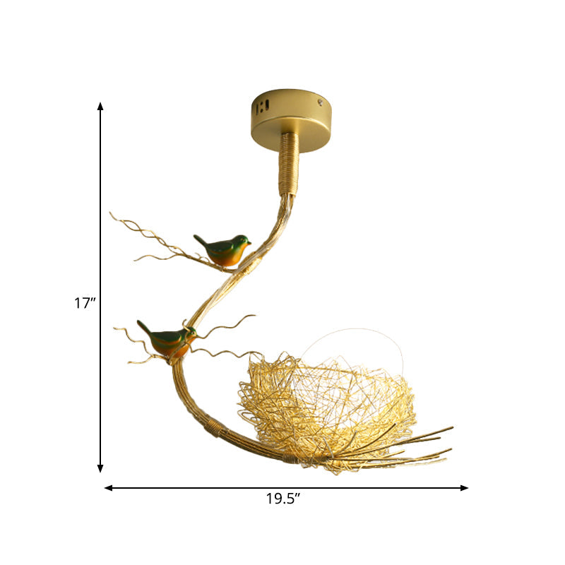 Delira Plafondlamp Glas Vogelnest Goud