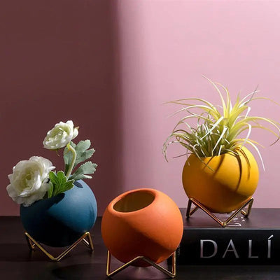 Delira Plantenpot Keramiek Metalen Standaard