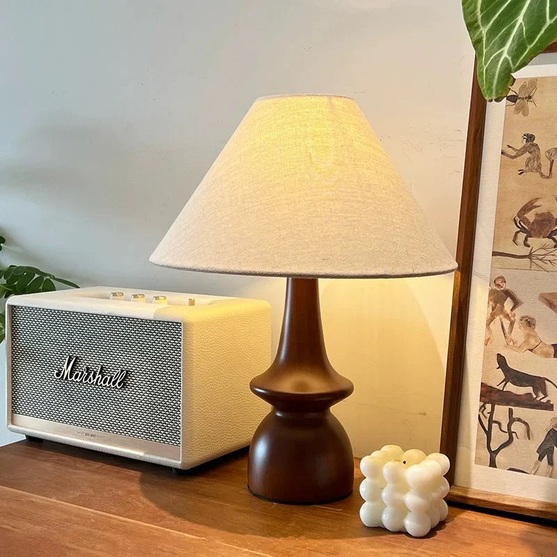 Vintage Massief Houten Tafellamp
